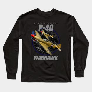 Curtiss P-40 Warhawk  USAF WW2 Fighter Aircraft Long Sleeve T-Shirt